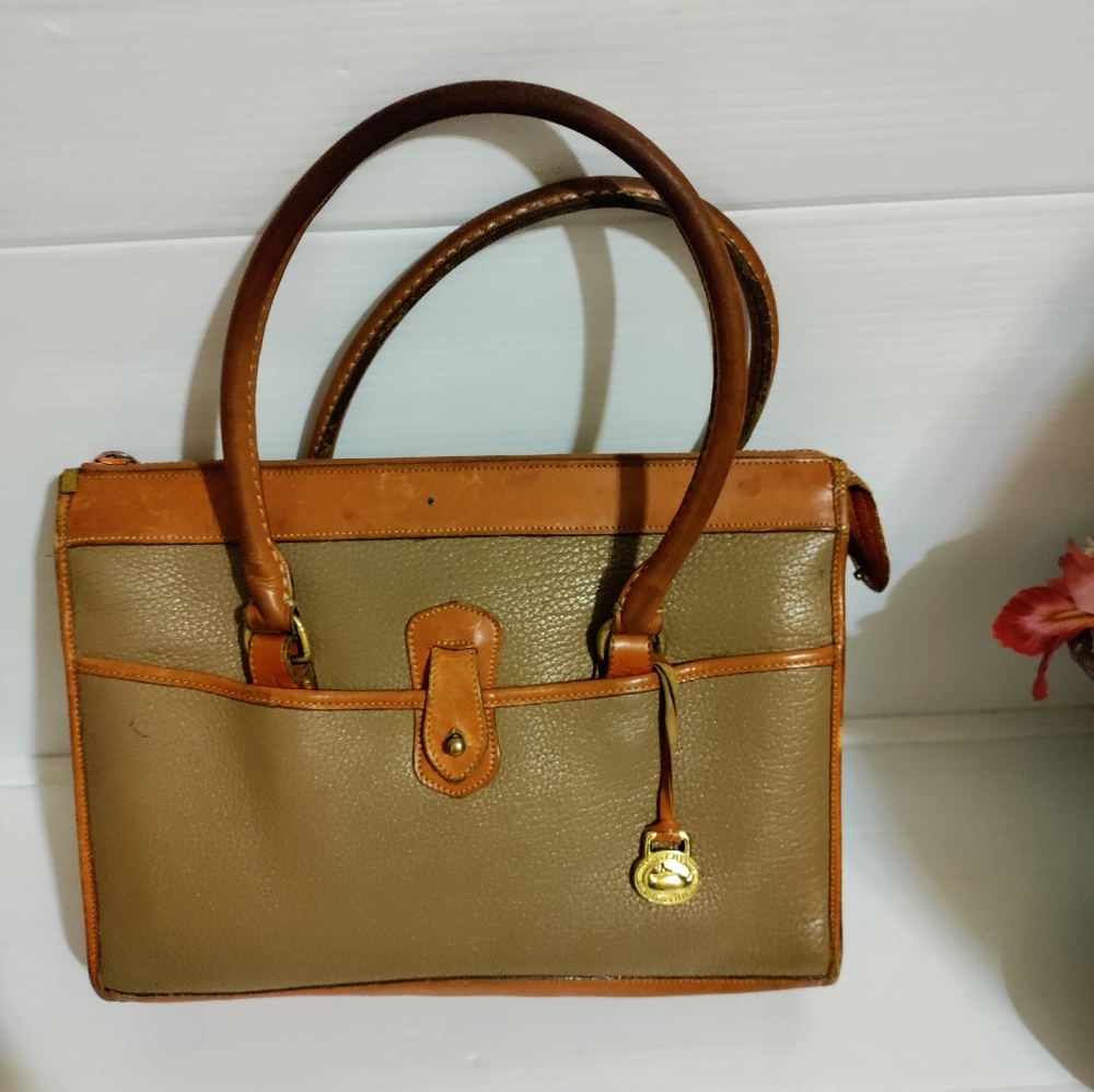 Dooney & Bourke Tan and Brown Shoulder Bag